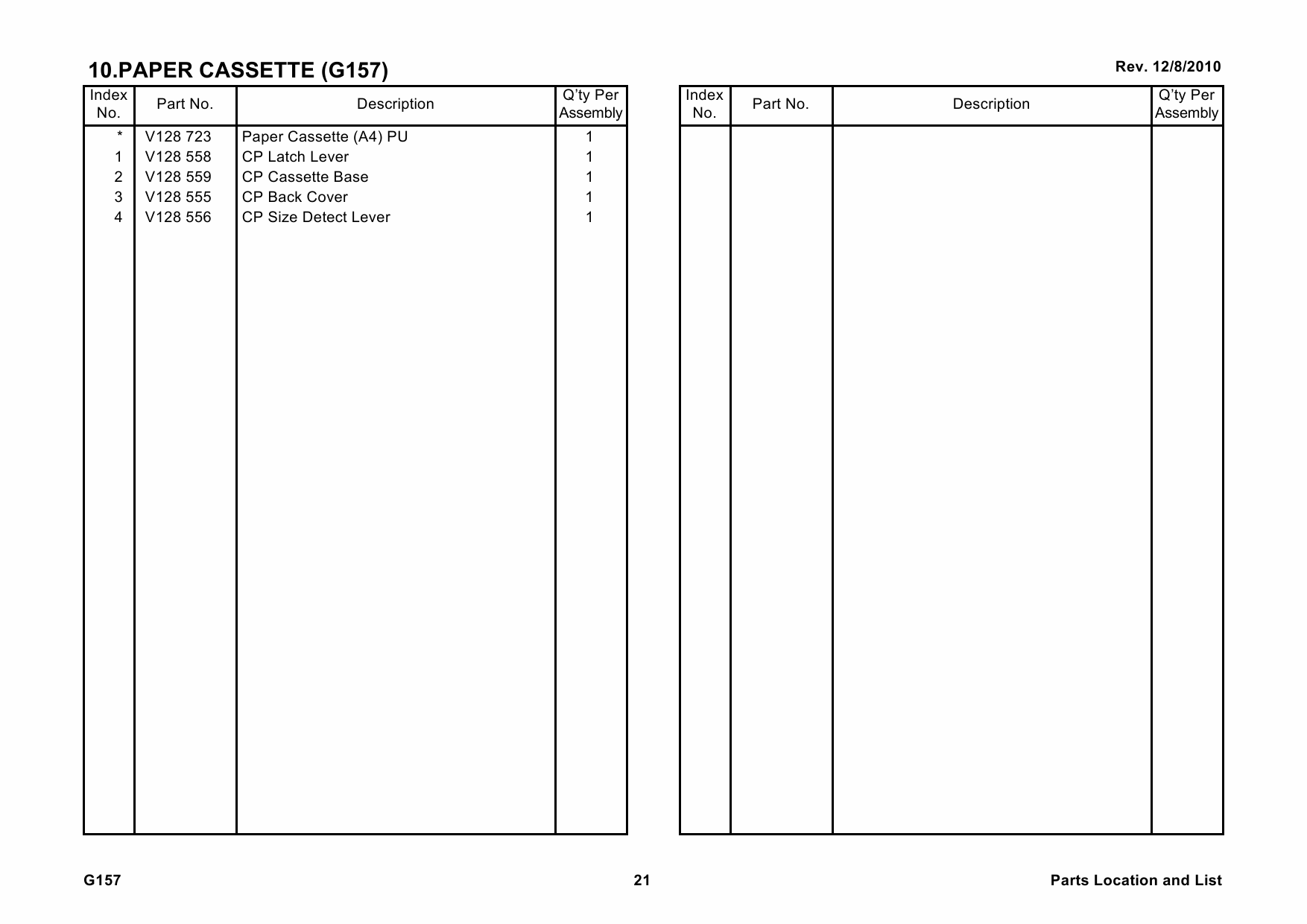 RICOH Aficio SP-C210SF G157 Parts Catalog-2